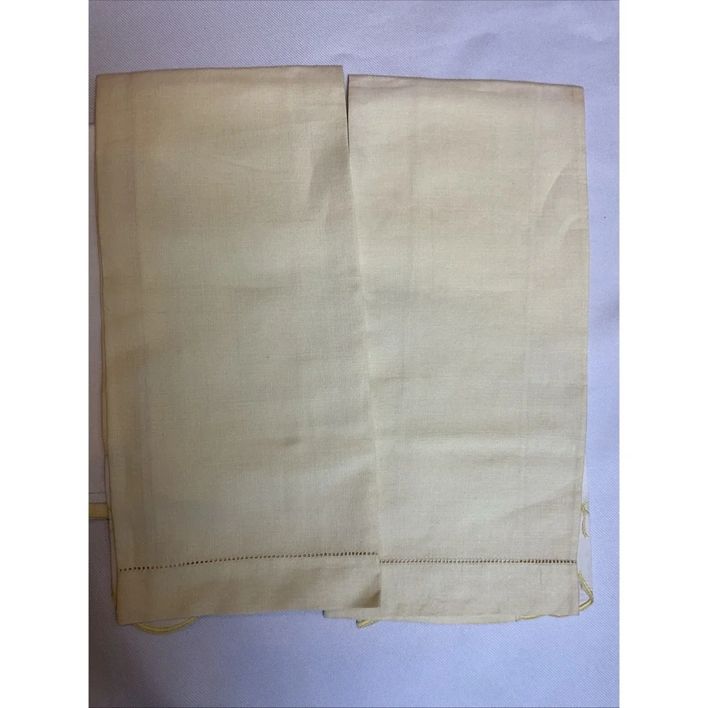 3 Vintage Napkins Hand Towels Yellow Embroidery Bows Flowers Cottagecore